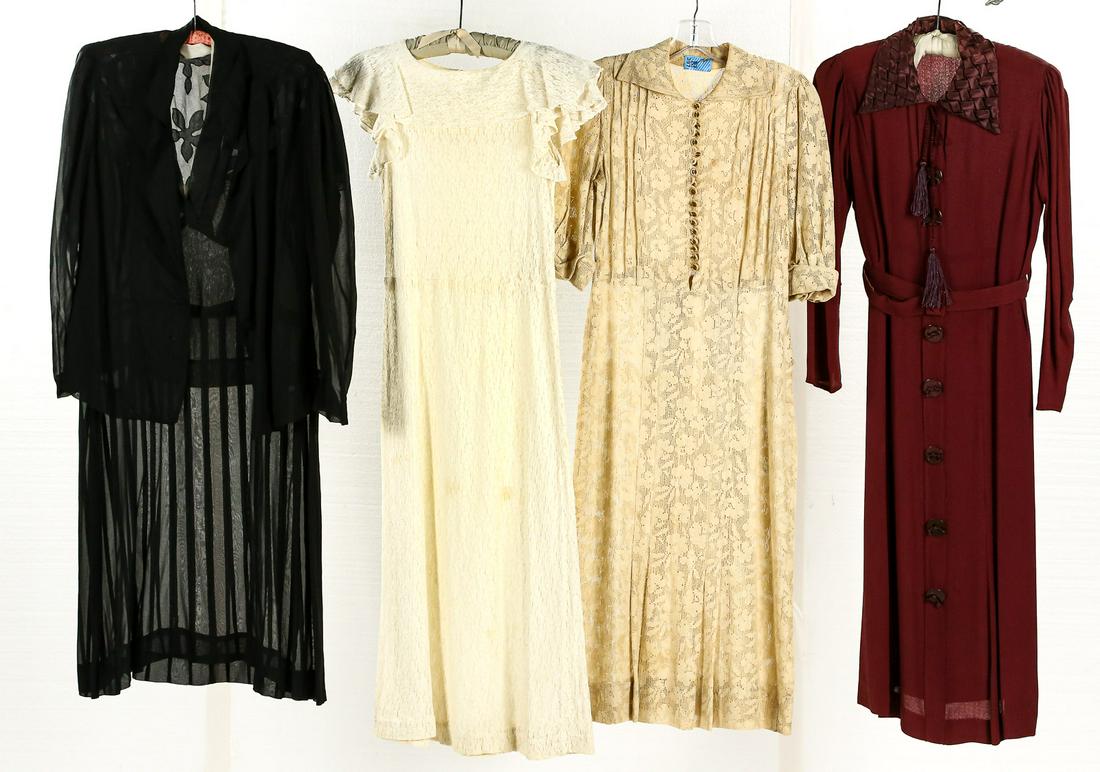 Four 1930's Women's Dresses (1 of 2)