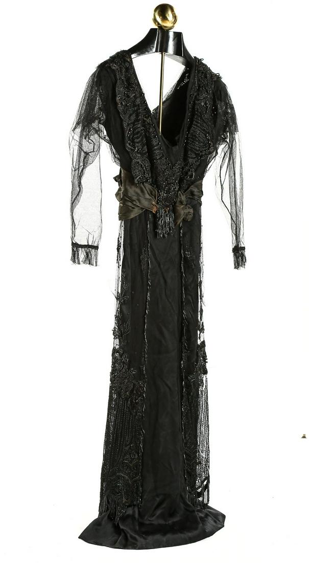 Late Victorian Black Fully Beaded Gown (1 of 4)