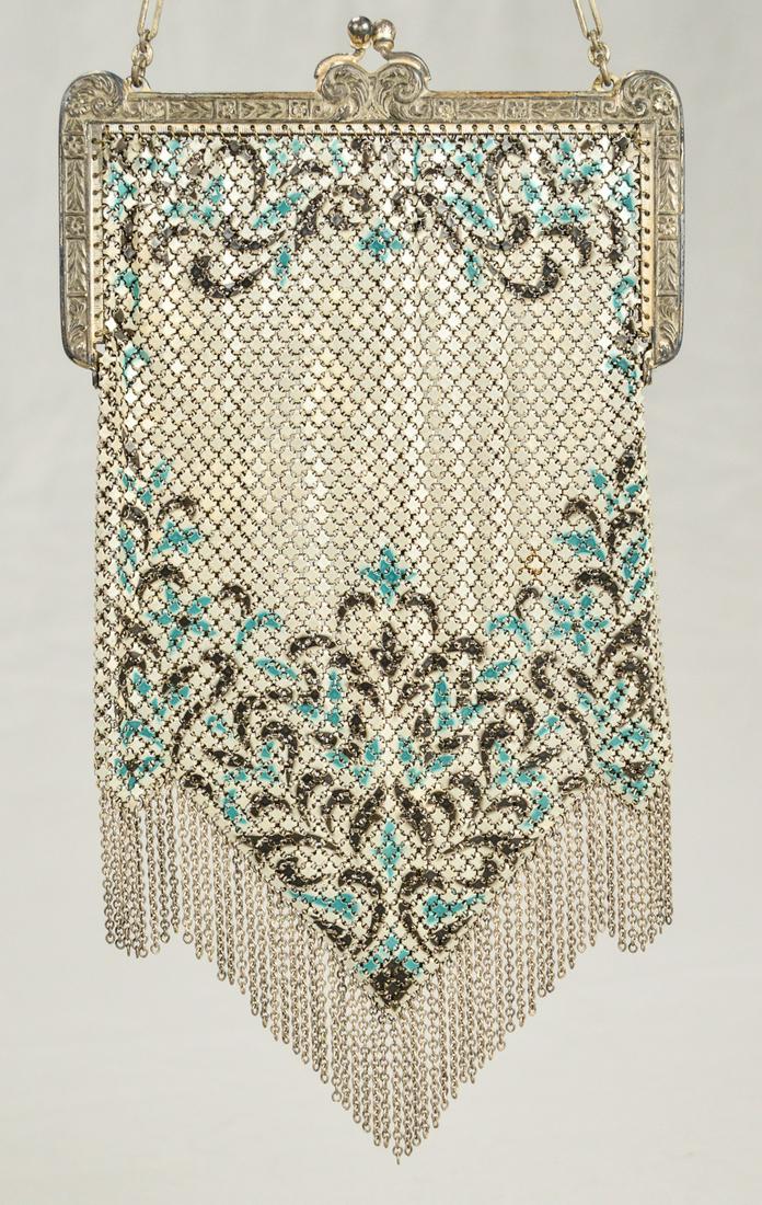 1920-30s Mandalian Enamel Mesh Purse with Tag (1 of 8)
