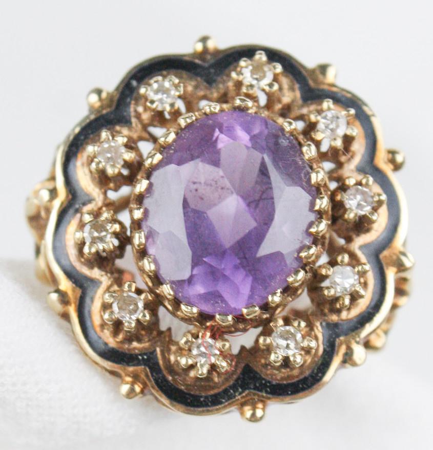 Amethyst/Diamond 14k Gold Ring (1 of 3)