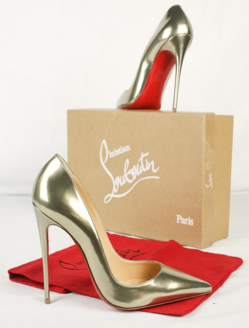 Louboutin So Kate Light Gold 120mm Pump Sz 38: New in Box - Never Worn Louboutin - 38 US Size - 8 UK Size - 5 This item has original tags and shows no visible signs of wear. Christian Louboutin So Kate 120mm Light Gold Patent Heel Pump 37 ********