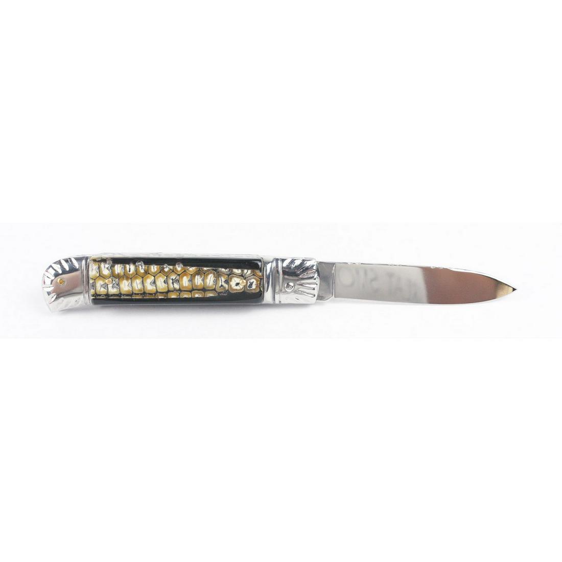 Custom Lever Action Italian Switchblade: Work done by Gerry Uessella from Dryden, MI. Contract knife originally made for Kissing Crake of Solingen, Germany. Etched on blade "Rostfrei" tag stamp. Knife is completely file worked. Back springs,