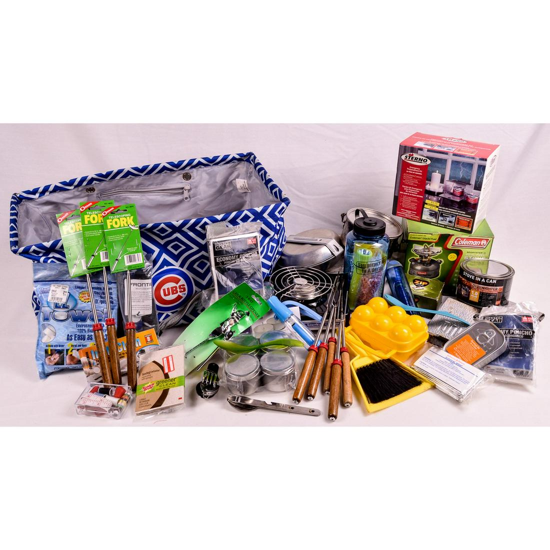 Starting Kit for Camping: Starter’s camping kit that comes with a variety of items new campers will enjoy. Kit contains Coleman singe top stove burner and stove accessories, water activated towels, candles, water bottle, cam