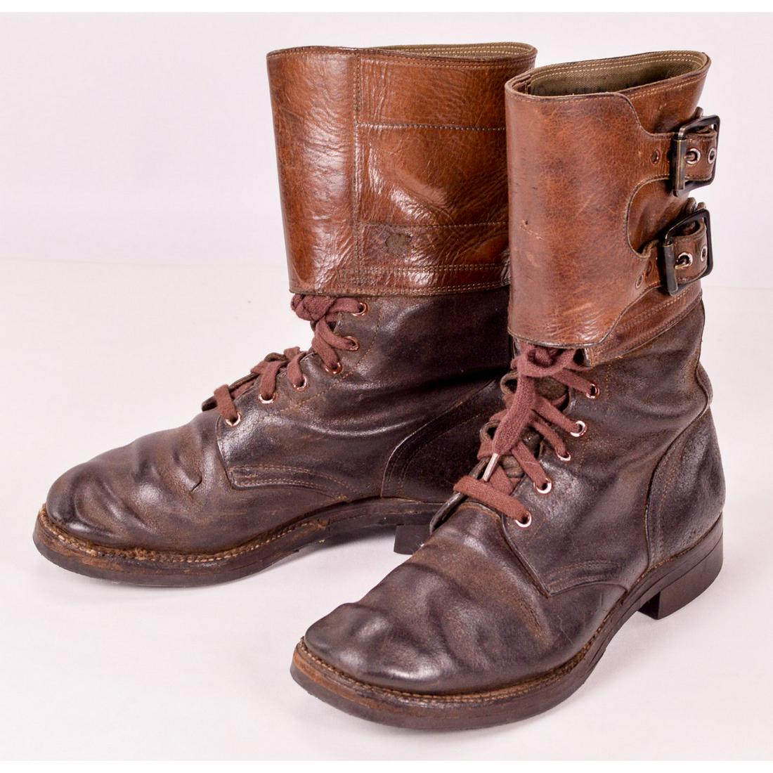 WWII/Korean War US Army 2 Buckle Boots: WWII or Korean War era US Army 2 buckle boots. Size 7E with new soles. Named to David Kasza RA 16232799. Very good condition.