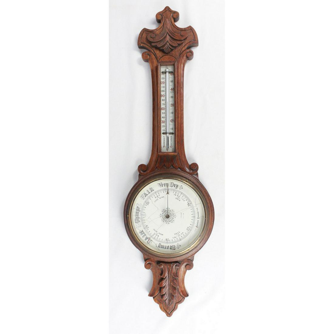Oak Aneroid Barometer and Thermometer (1 of 7)