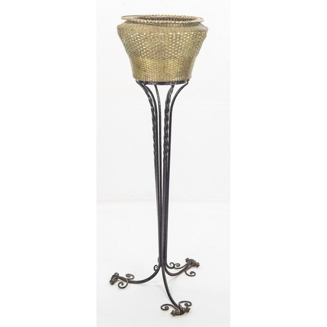 Brass Weave Basket on Stand (1 of 13)