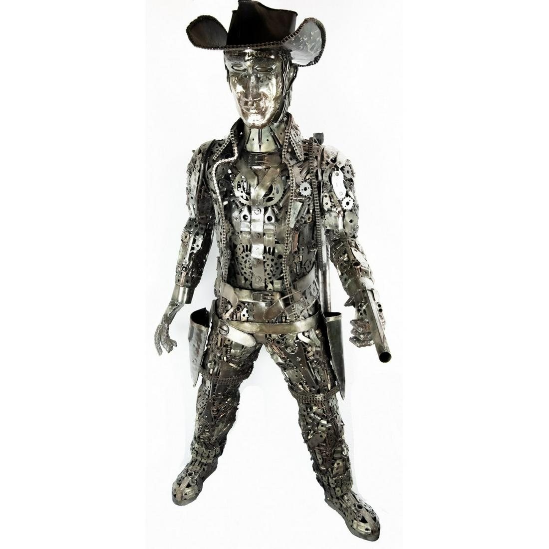Scrap Metal Art Cowboy 1: The Chacoengsao Province of Thailand is world renowned for it’s colony of Scrap Metal Artists. Using metal automotive scrap such as gears, chains, spark plugs, pistons, and struts, these artists cre