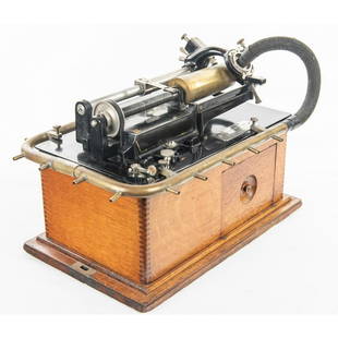 Edison Spring Motor Cylinder Phonograph: Early Edison Spring Motor Phonograph circa 1896 Cabinet is in excellent original condition with possible slight glossing. The motor is a triple spring Triton with a Class M top works. Motor runs well