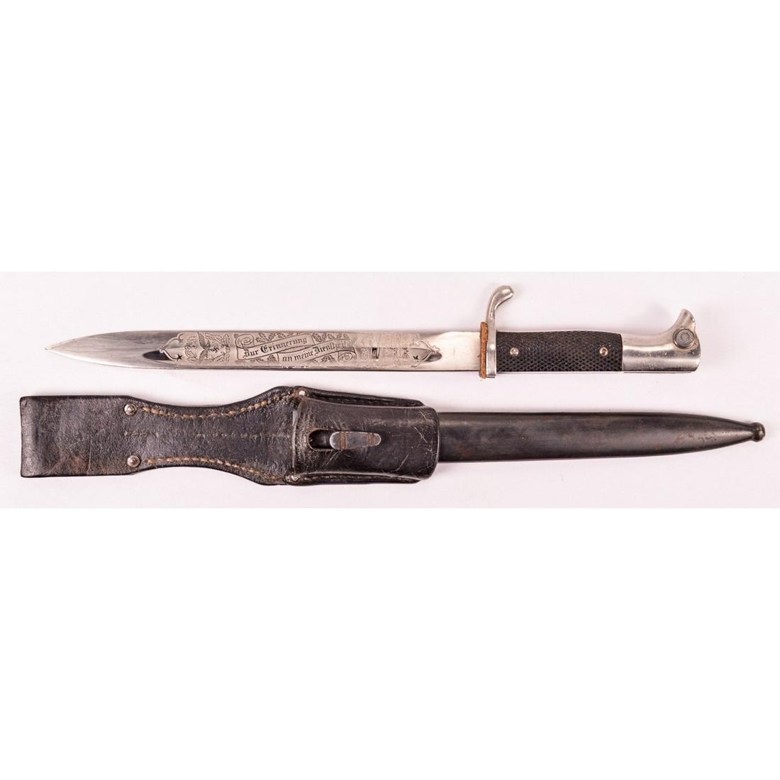 WWII German Etched Luftwaffe Bayonet: WWII German Etched Luftwaffe Bayonet, here is the rarest and the best Luftwaffe etched bayonet you can own, it is made by Eickhorn and is etch #3231, even Thomas Wittmann says he has only owned a hand