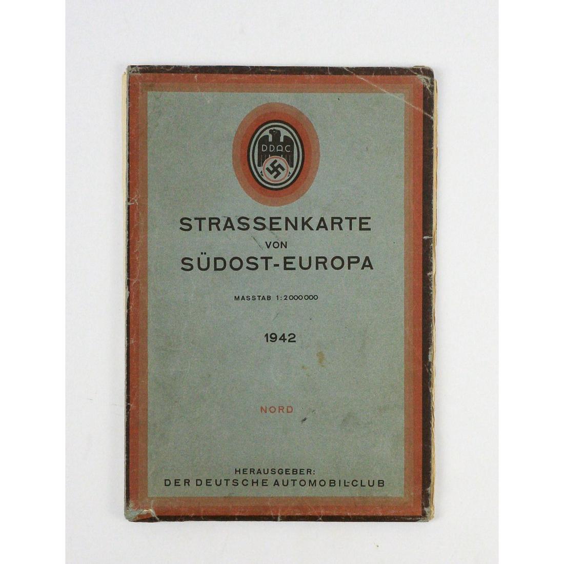 WWII German DDAC Road Map: See photos Disclaimer: Due to the high quality of Nazi fakes, Donley Auctions has described this item to the best of their ability and assumes NO liability or responsibility if information provided is