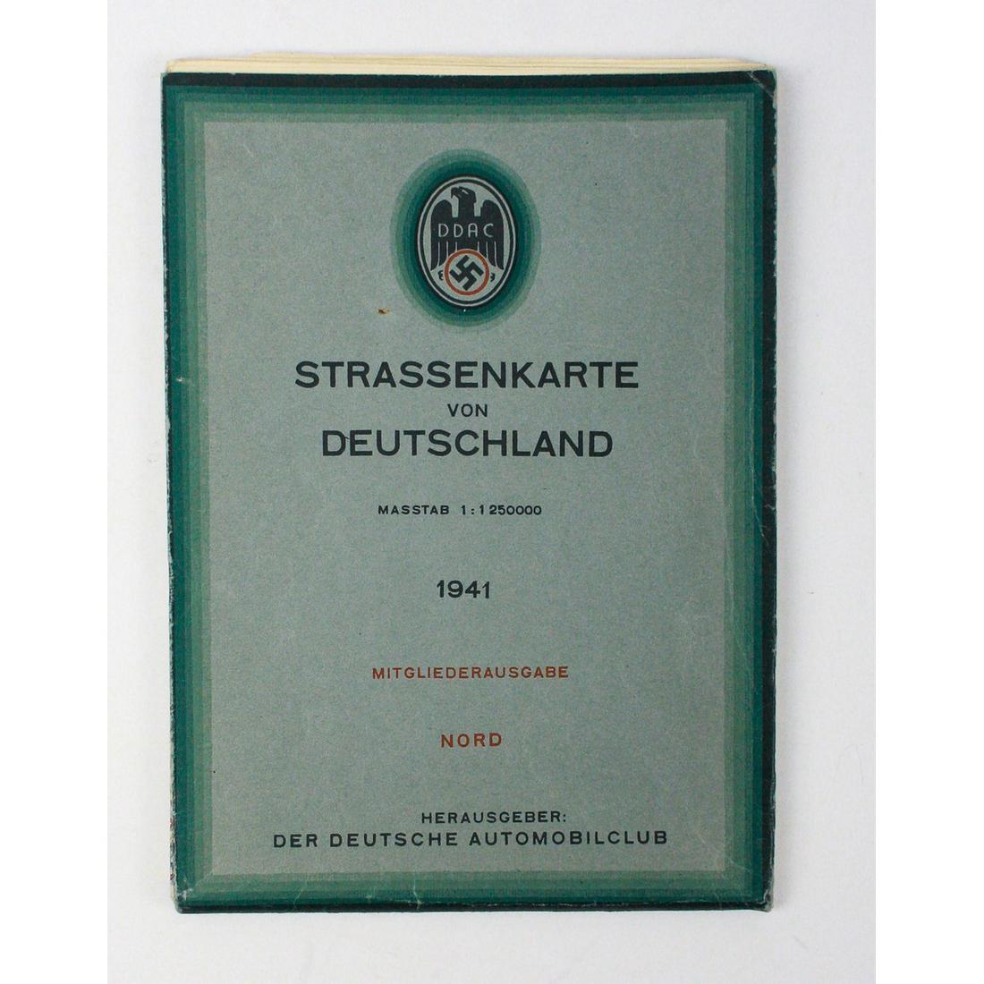 WWII German DDAC Road Map: See photos Disclaimer: Due to the high quality of Nazi fakes, Donley Auctions has described this item to the best of their ability and assumes NO liability or responsibility if information provided is