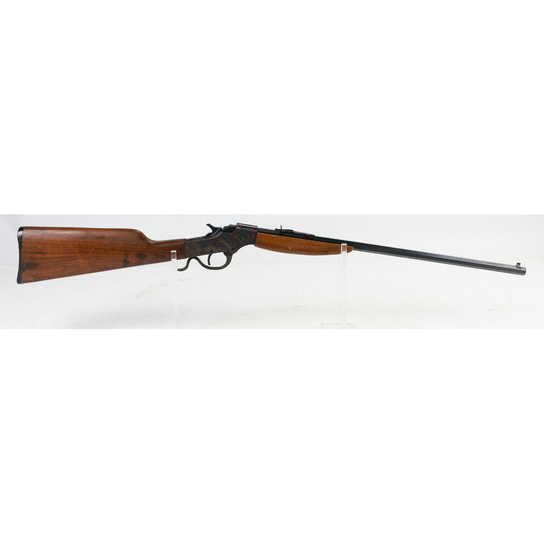 Savage Model 72 Single Shot Rifle .22S/L/LR (M): A Savage model 72 single shot rifle chambered in .22S/L/LR. Rifle features a 22" octagonal barrel with iron sights and single shot, falling block action. Top of barrel is marked with model, Savage add