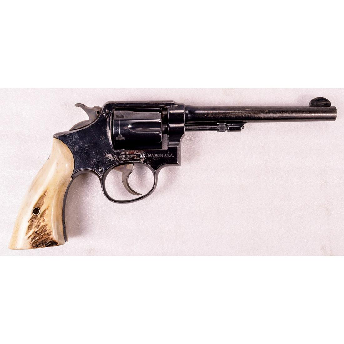 Smith & Wesson Model 1905 H.E. Revolver .32-20 (C): 6" barrel. 5 screw. Stag grips. See photos. C&R eligible firearm, requires C&R or FFL for shipping. SN: 143906