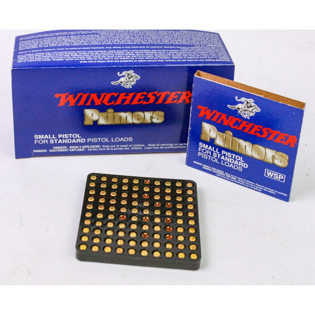 1000 Winchester Small Pistol Primers: LOCAL PICKUP ONLY, WILL NOT SHIP!!!! Consists of 1 1000 primer box of Winchester small pistol primers. See photos.