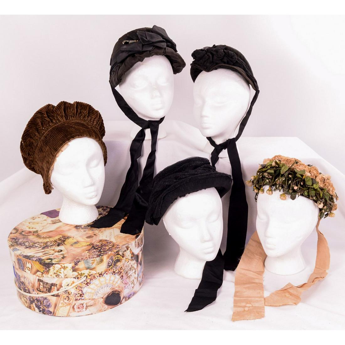 Lot of 5 Bonnets from 1870/80's (1 of 4)