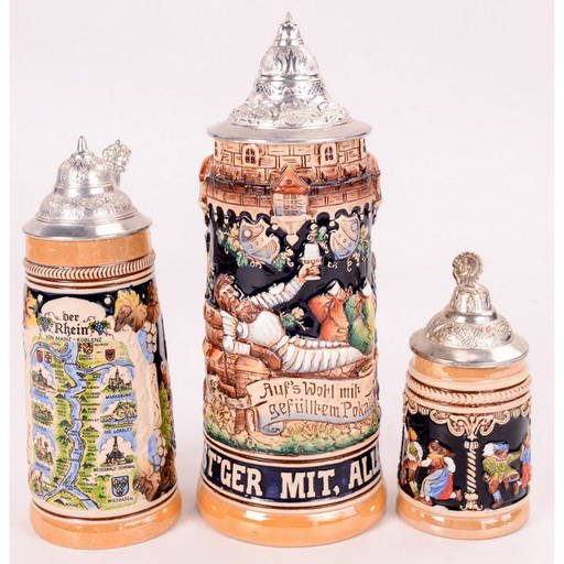 3 Original King Beer Steins (1209A) on Feb 27, 2022 Donley Auctions