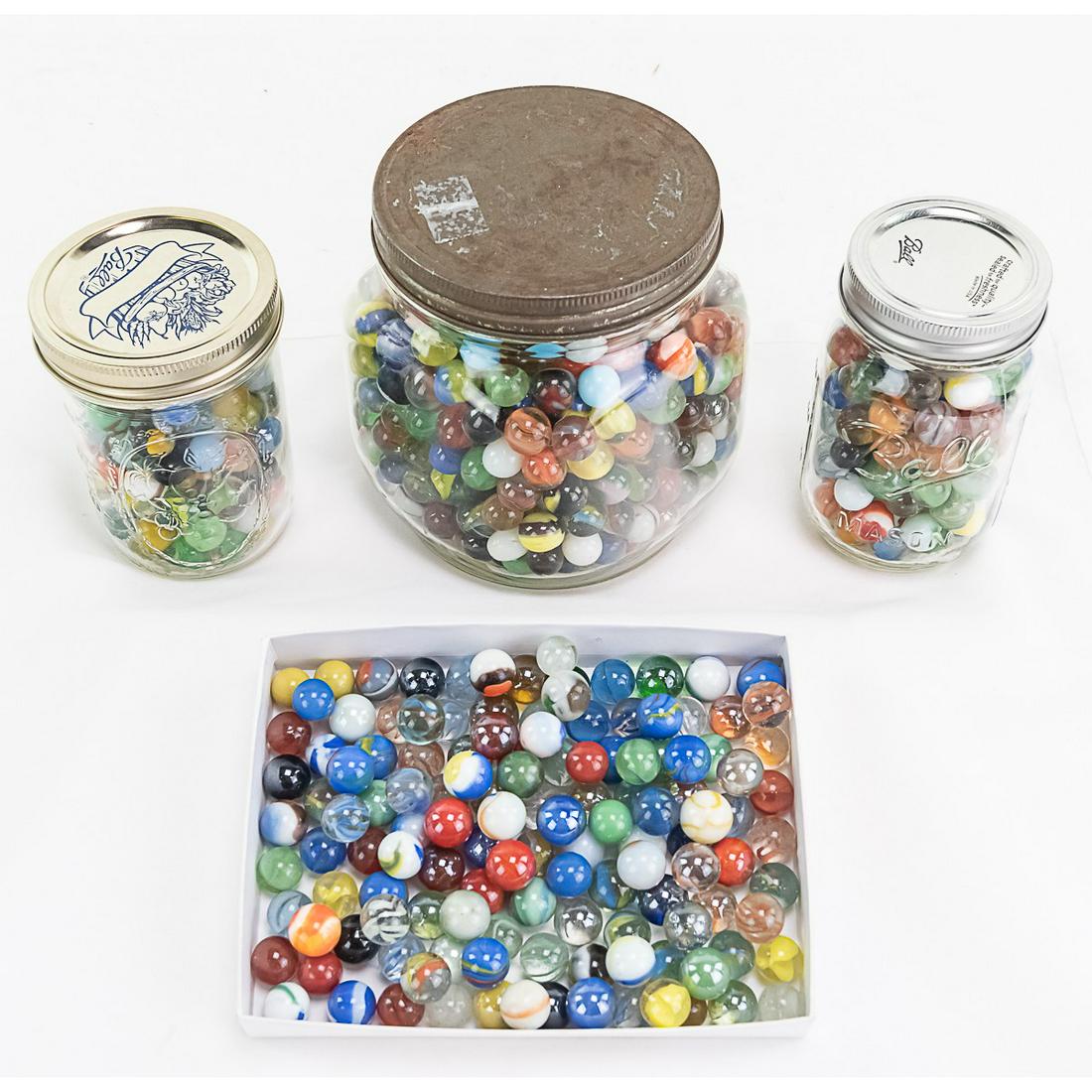 4 Jars of Marbles: Many different types - see photos