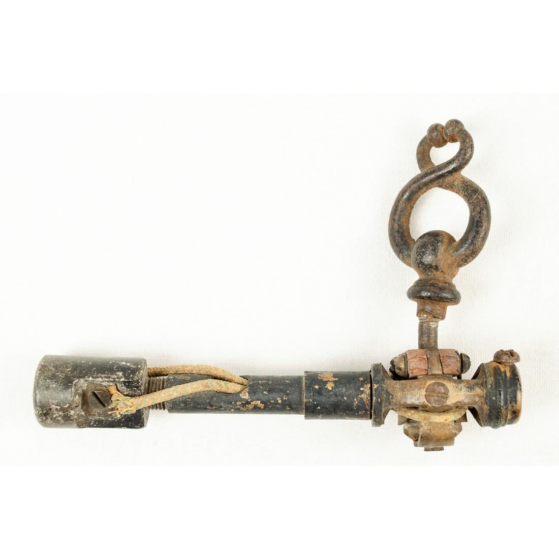 Circa 1890 In Line Light Switch: Patented in 1888 by Sigmund Bergmann and manufactured by Edison General Electric as well as The Interior Conduit Company. Complete with original composite candelabra socket.