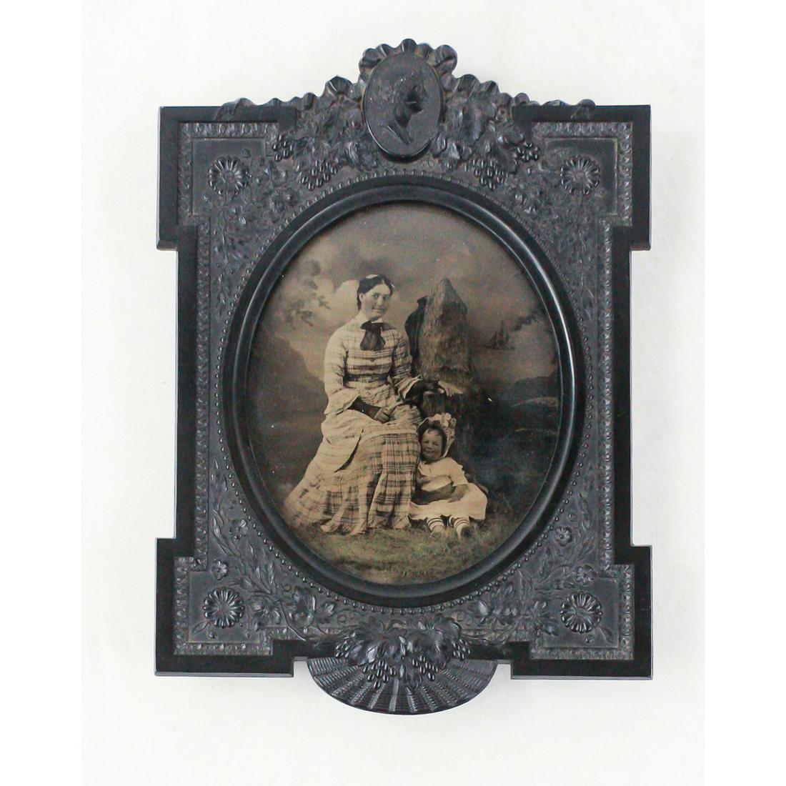 1/2 Plate Framed Tin Type of Mother & Child (1 of 4)