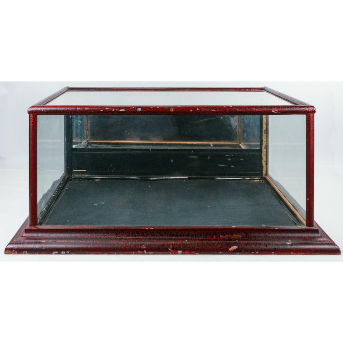 Antique Display Case w. Red Crackle Paint (1 of 20)