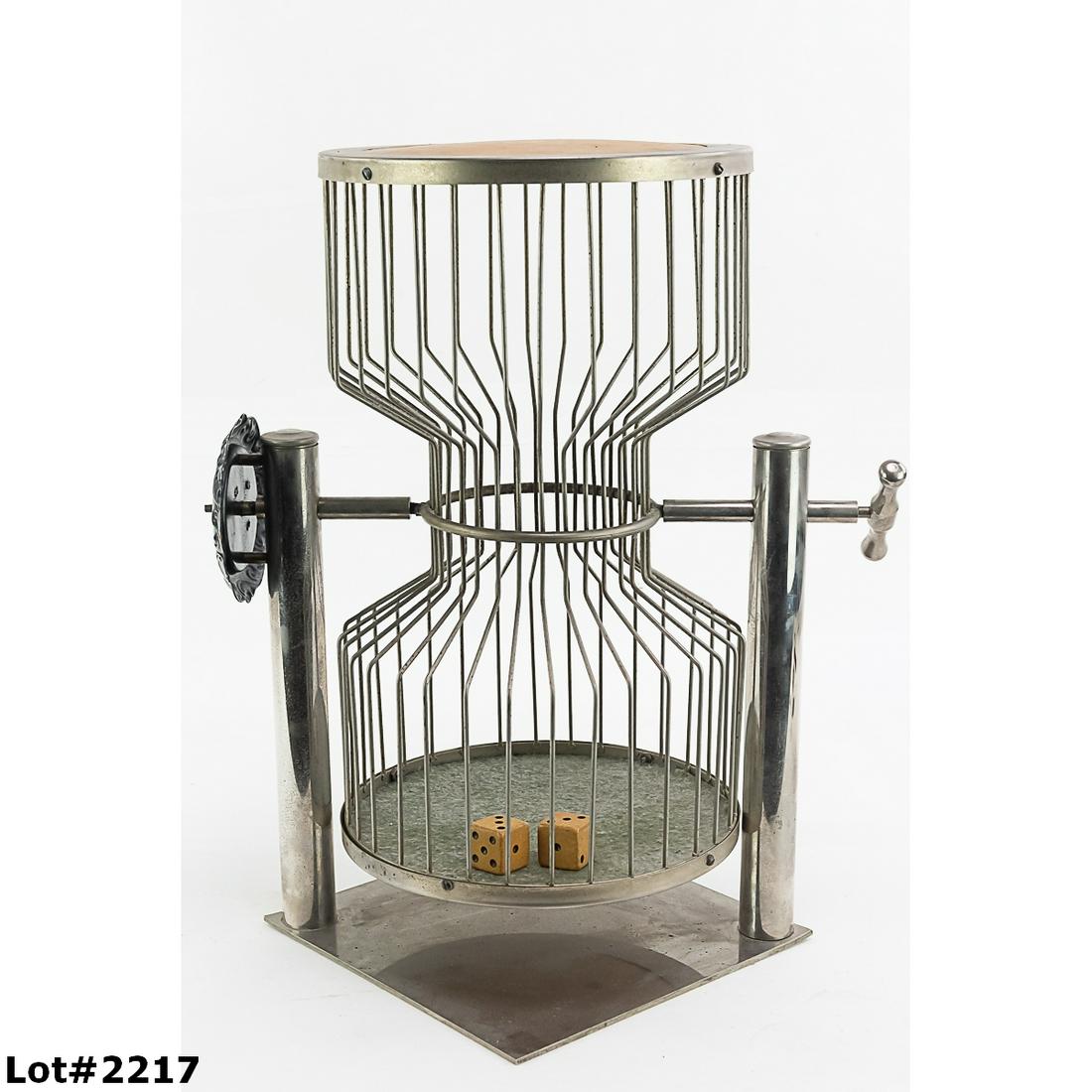 Vintage Chuck-A-Luck Dice Gambling Cage: The Chuck A Luck or birdcage as it was sometimes called, was a casino game where players would bet on the outcome of 3 dice being rolled inside the cage by the dealer. Cage has some rust on the base a