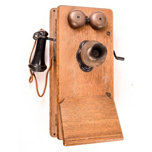 Antique Oak Kellogg Wall Telephone w Internal Dial (1018) on Jun 25, 2022 Donley Auctions in IL