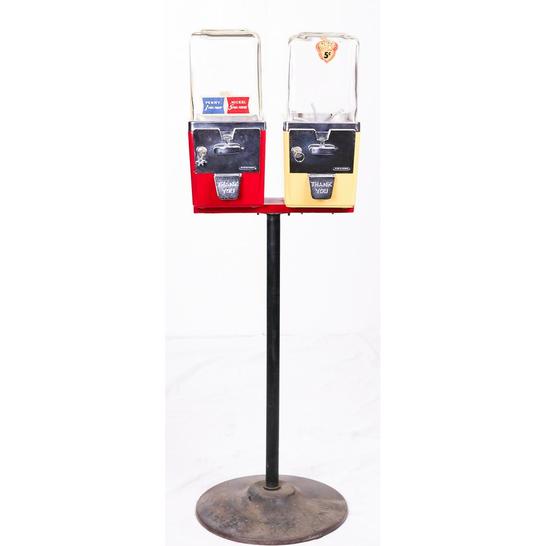 Vintage Double "Acorn" Gumball, Peanut Vender Mach (1 of 12)