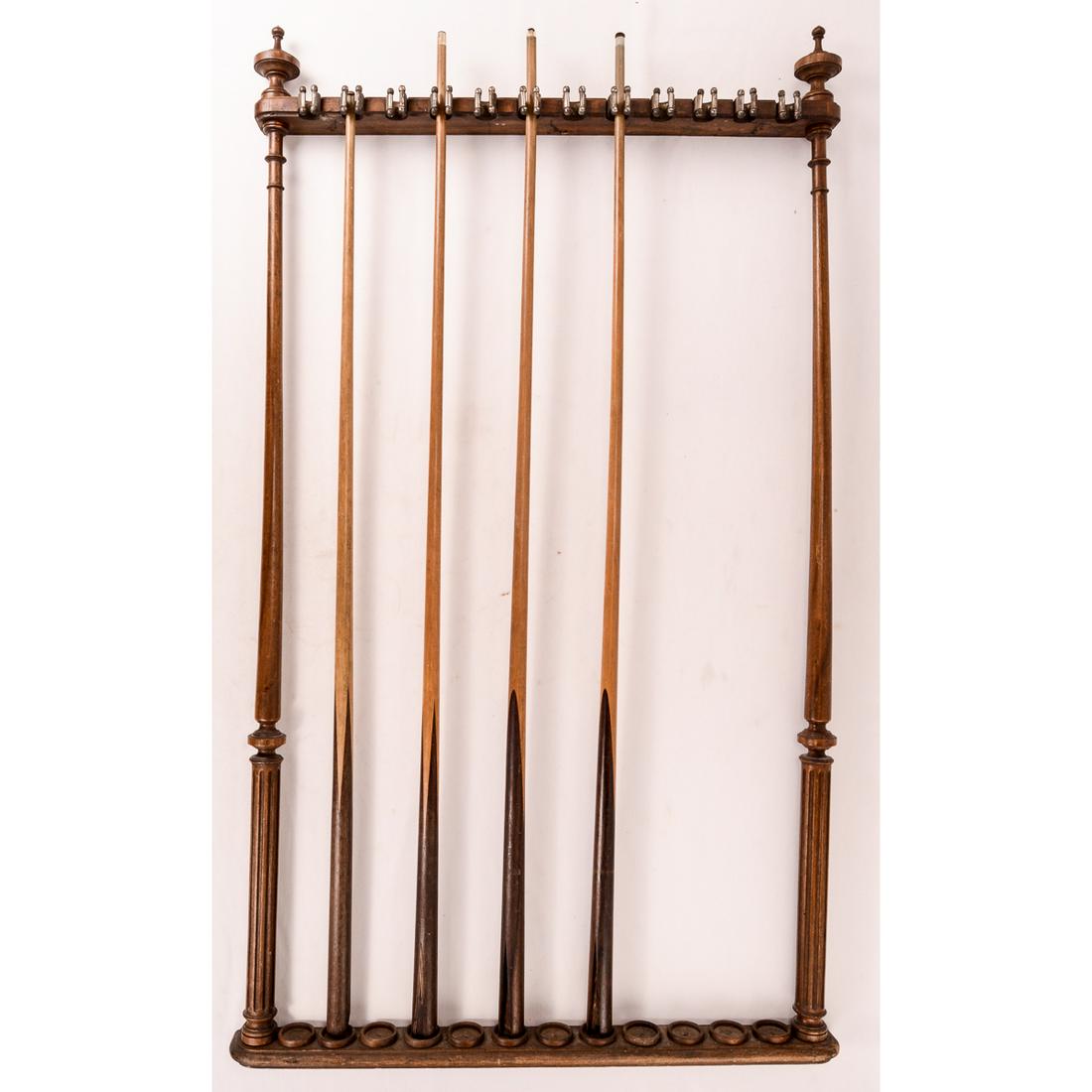 Victorian Walnut Pool Cue Wall Rack (1 of 7)