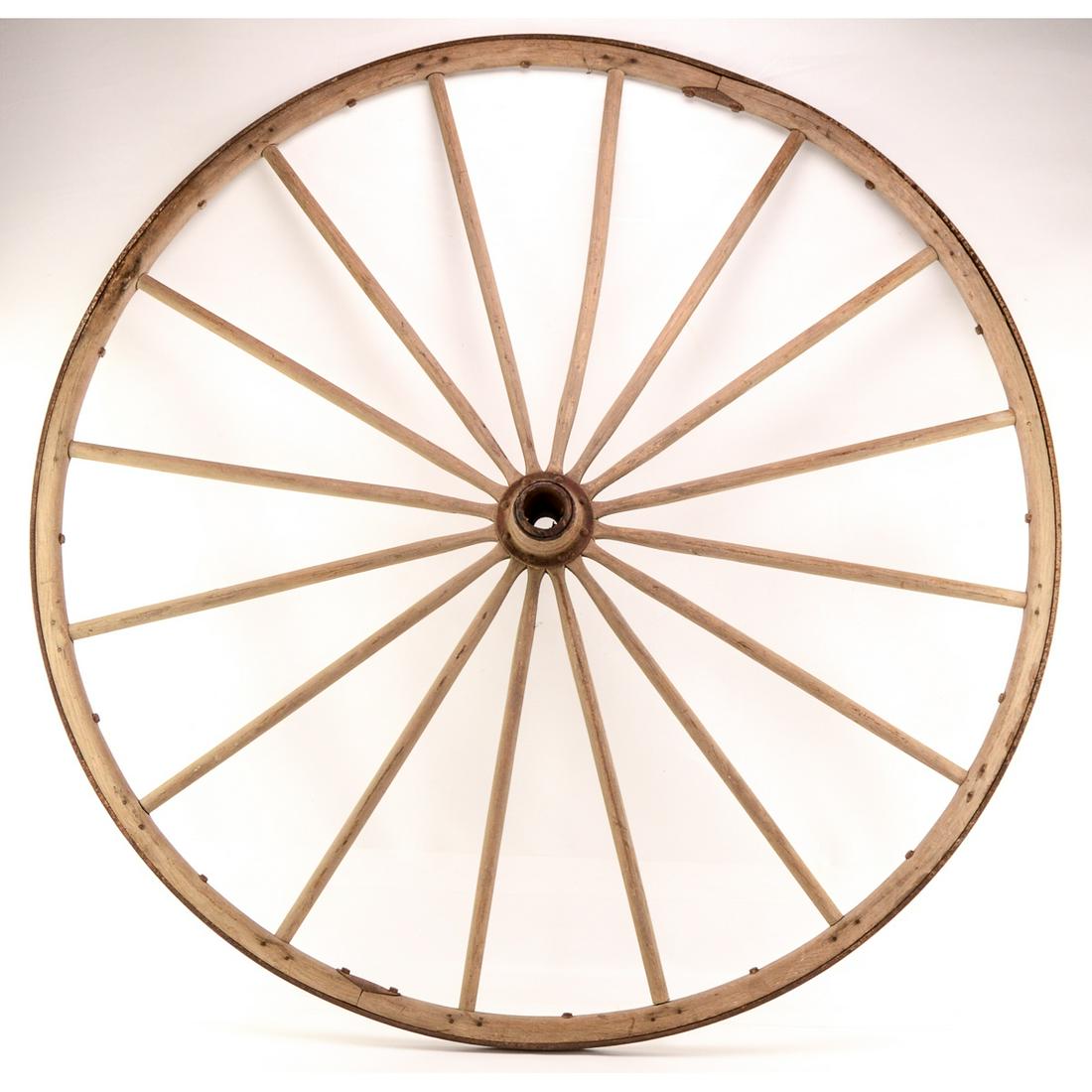 Antique 46 1/2" Wooden Spindle Buggy Wagon Wheel (1 of 6)