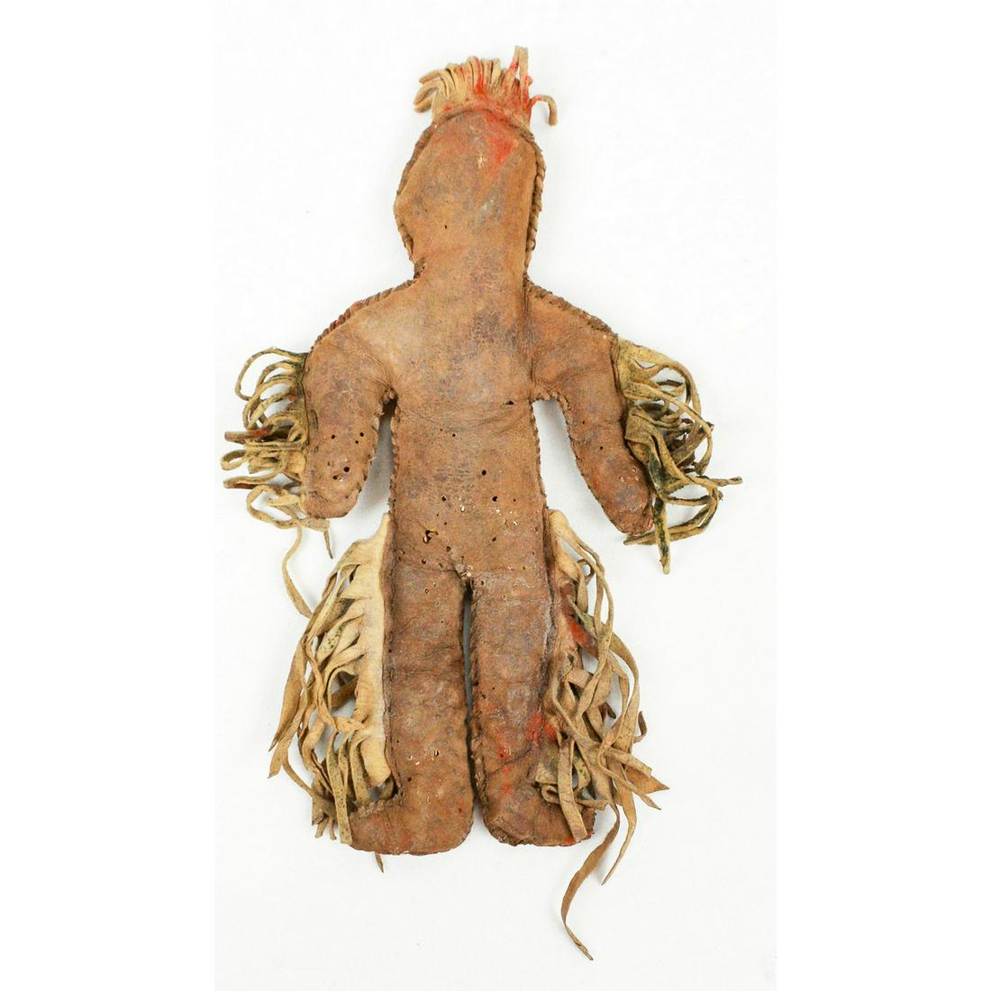 Old Native American Indian Leather doll: Old Native American Leather doll. 9 1/2" T x 5" W. With small holes in arms and body. See photos.