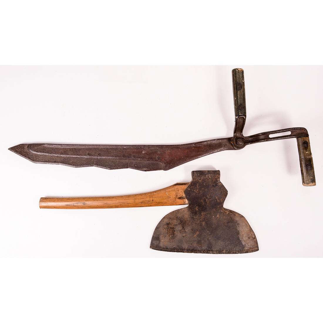 Antique Broad Axe and Hay Knife - Wheeling (1 of 8)