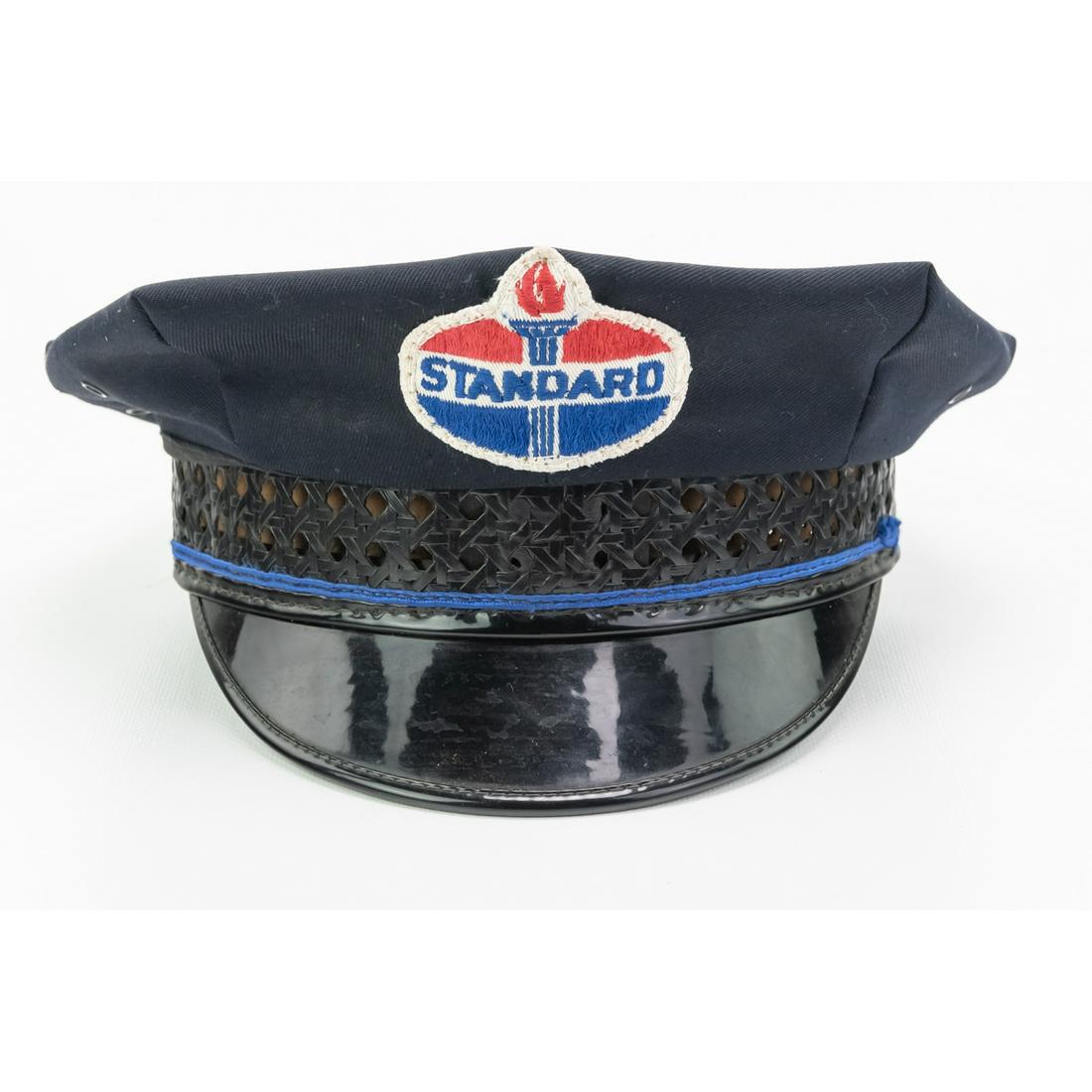 Summer Standard Oil Hat by Midway Cap Co: This cap is a size 7 1/4". It was made by the Midway Cap Company. it has a Kant Krack bill. There is some finish loss on the sweatband.