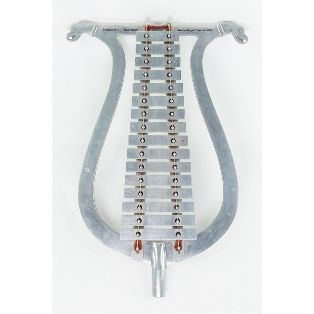 German Style SS Xylophone or Glockenspiel: Marked Musikk0rpsIII./SS Germania Wolterdingen/Soltau 1935. It measures 26"H.