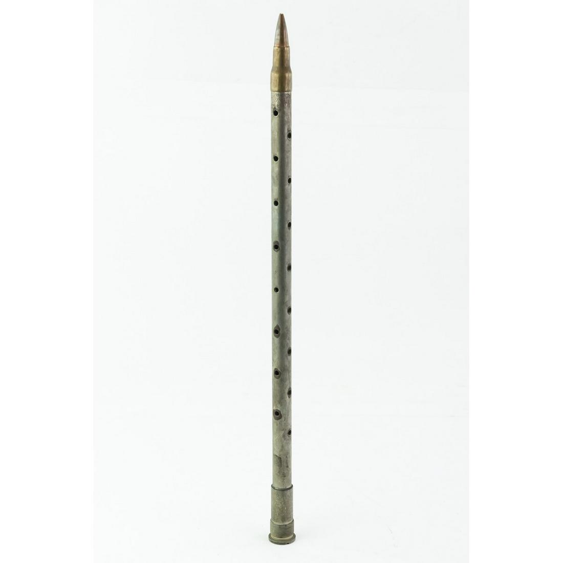 1965 Vietnam War US Swagger Stick Trench Art: This swagger stick was made from an artillery shell primer and a .50cal bullet. The primer is dated 1965. It measures 18 5/8"L.