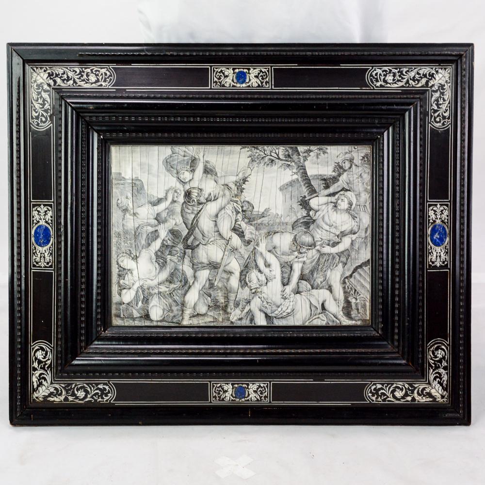 16th C Italian Framed Engraving "Rape of Sabines" (1 of 4)