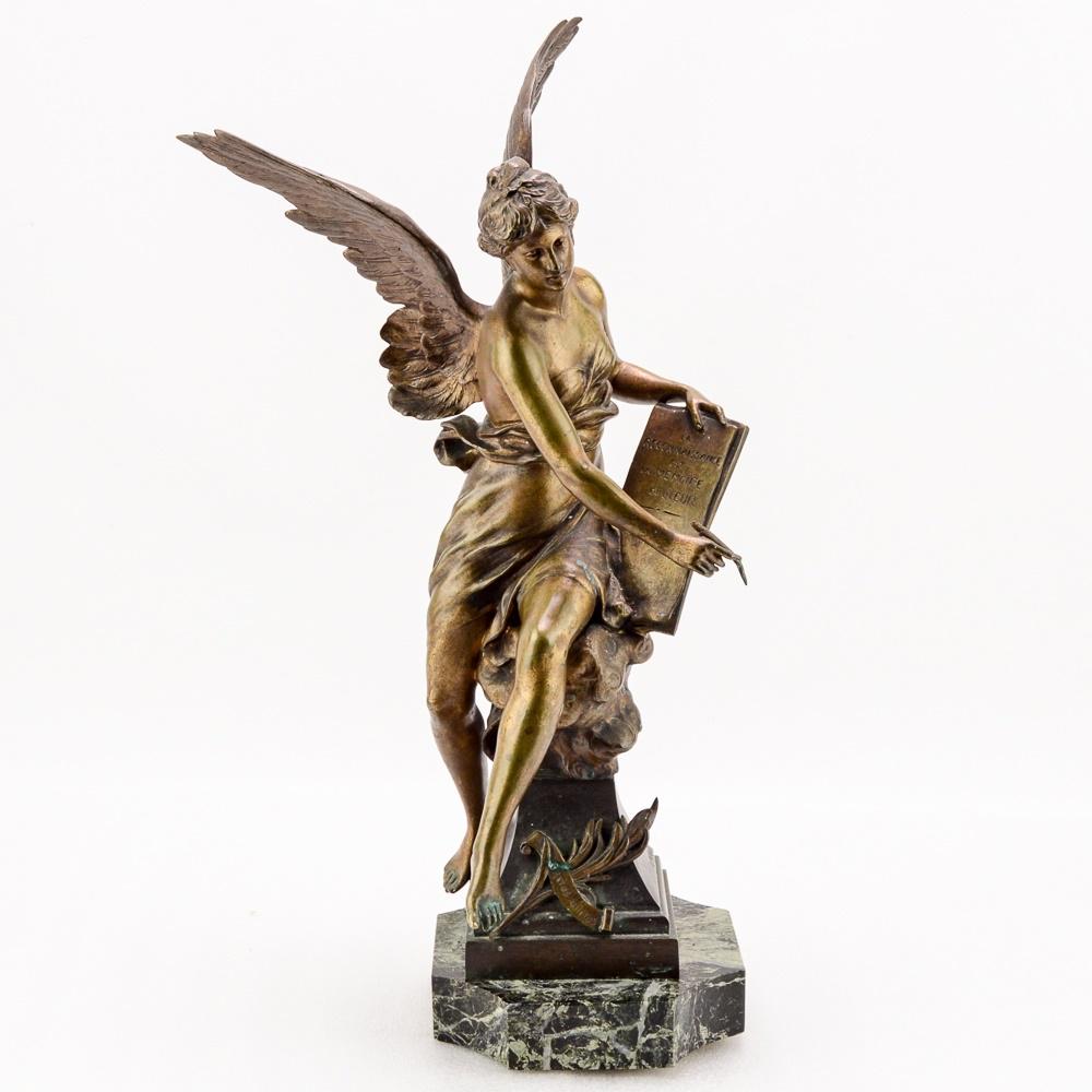 Gilt Bronze Picault Gratus Animus Angel Sculpture (1 of 8)