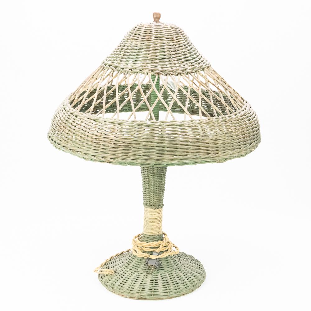 Green Wicker Electric Lamp (1 of 13)