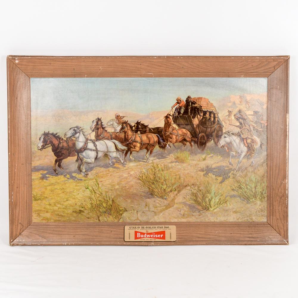 Overland Stage Budweiser Advertising Card Sign (1 of 6)