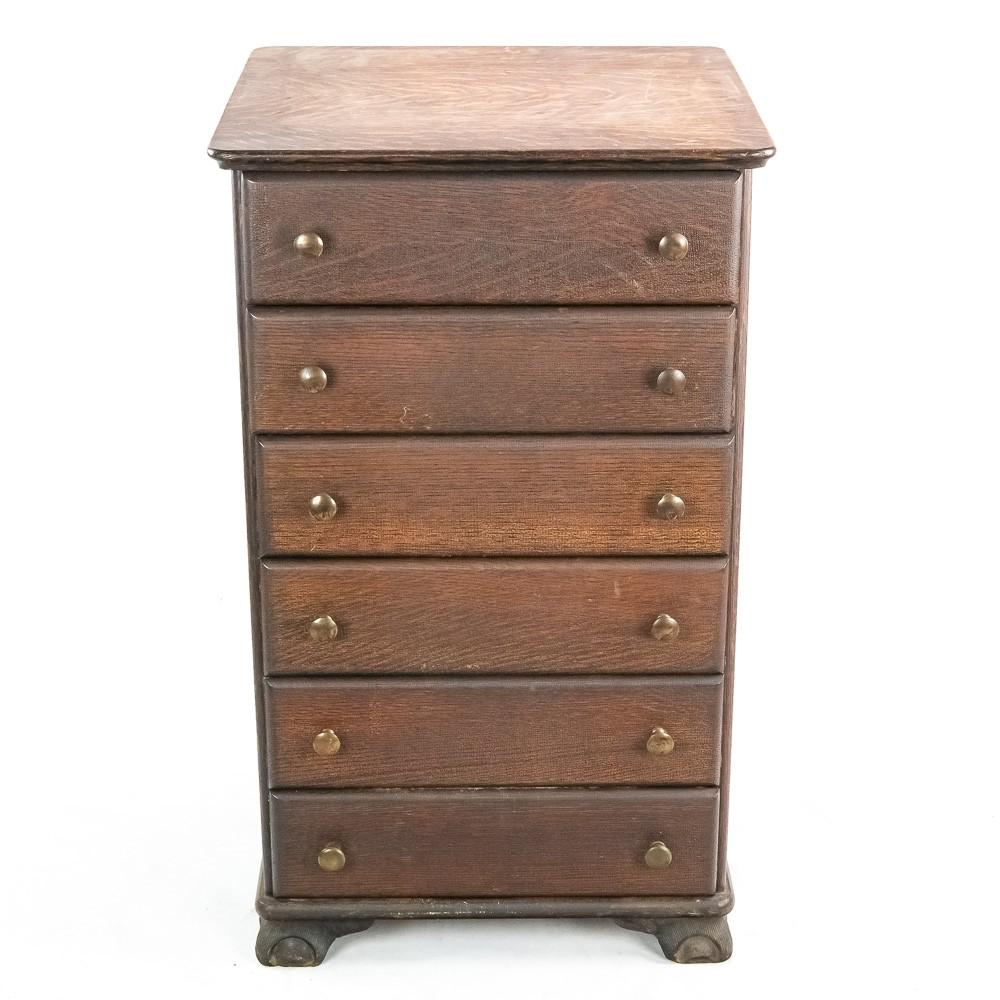 6 Drawer Tiger Oak Cylinder Record Cabinet (1 of 10)