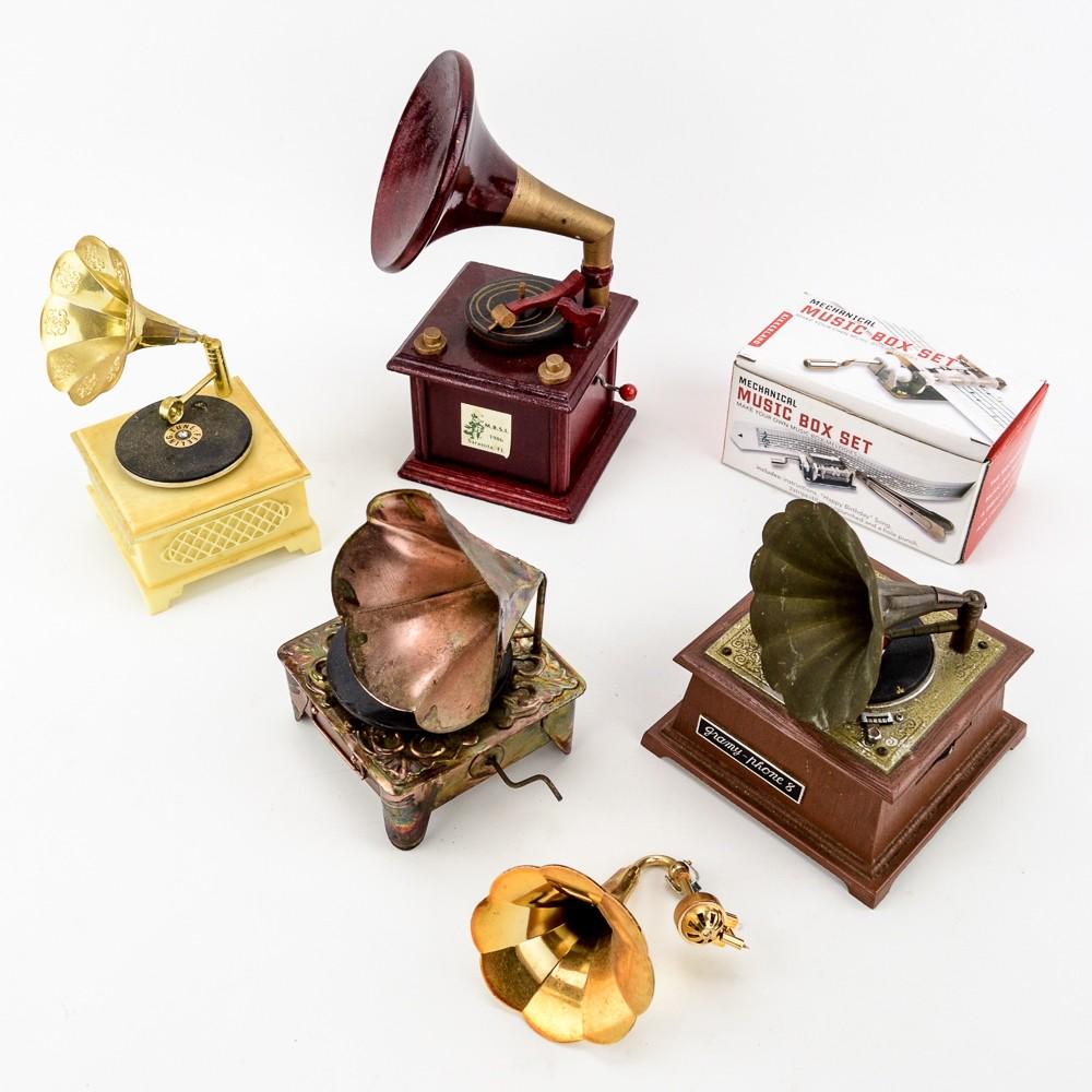 (6) Various Phonograph Themed Music Boxes (1 of 4)