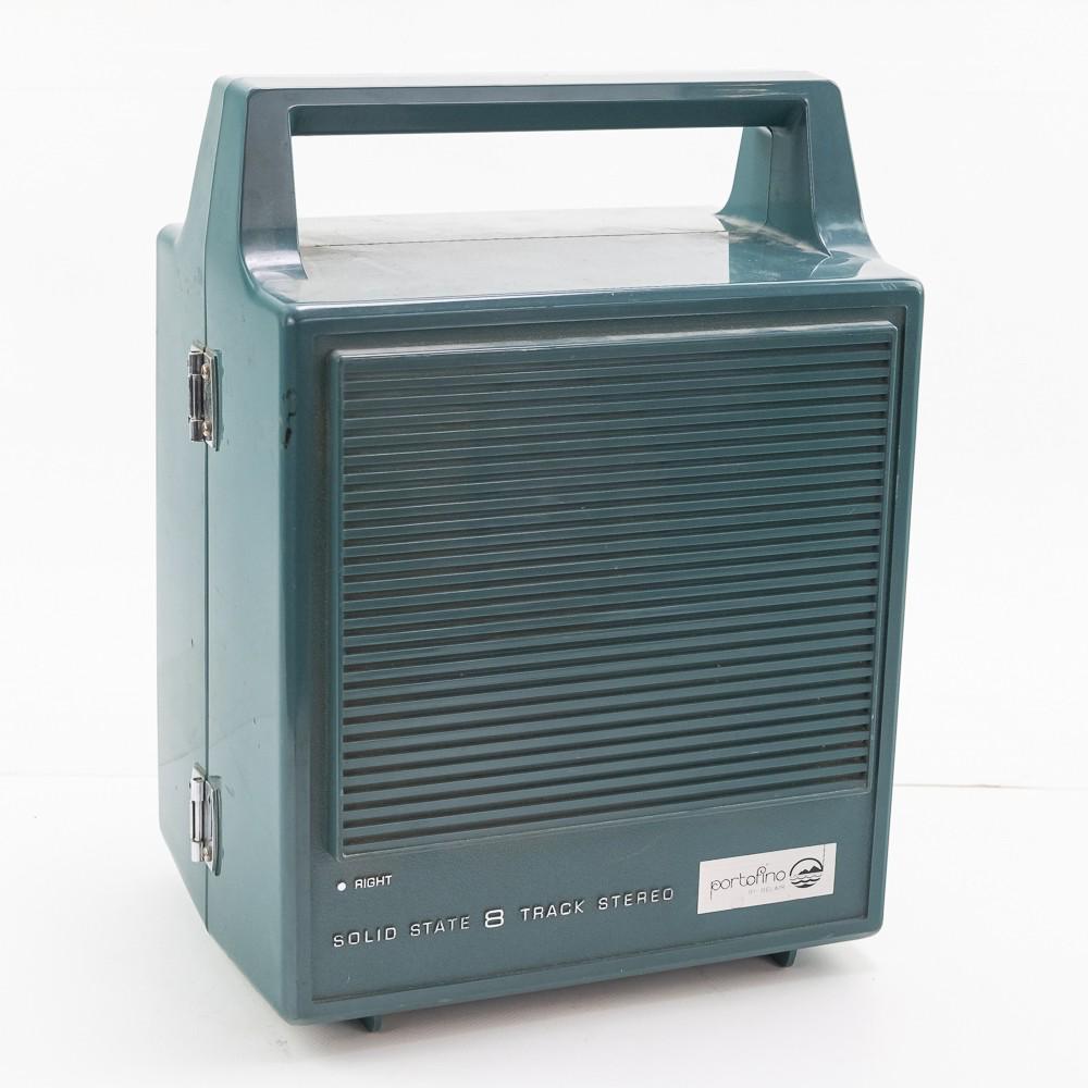 Portofino Portable Solid State 8-Track Player: In good to very good overall physical condition with minor imperfections. Untested; and roughly 9 1/4" x 7". Stored in a dry, temperature-controlled area for years. Sold as is. Please see photos.