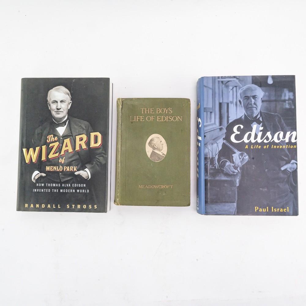 Thomas Alva Edison Books-The Boy's Life of Edison: Original, 1911 published book by William Meadowcroft with autobiographical notes from Edison himself. In good condition for its age. Edison A Life of Invention - by Paul Israel The Wizard of Menlo Par