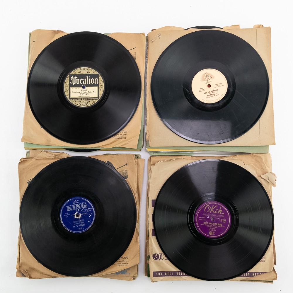 Collection of (36) 10" 78 rpm Records: Very nice collection of 36 unpicked 10" 78 rpm records. Includes better R&B and Rock Titles, some Bluebird, Decca, DeLuxe, Dot, Federal, Vocalion and more. Perfect Addition to your collection. Please 