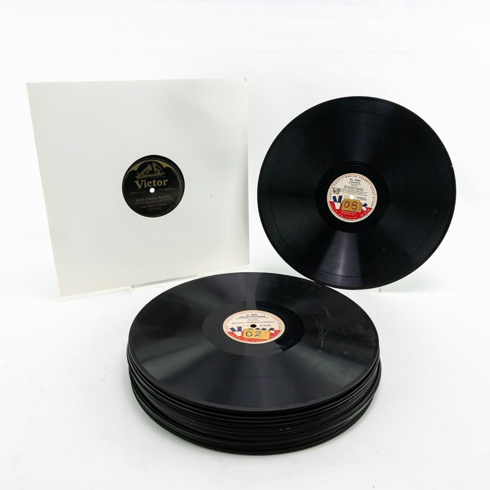 Collection of (29) Military & V-Disc 12" Records: Very nice collection of 29 military themed and V-Disc collector 78 rpm records. Appear to be in V overall condition. Perfect addition to your collection. Please see photos.