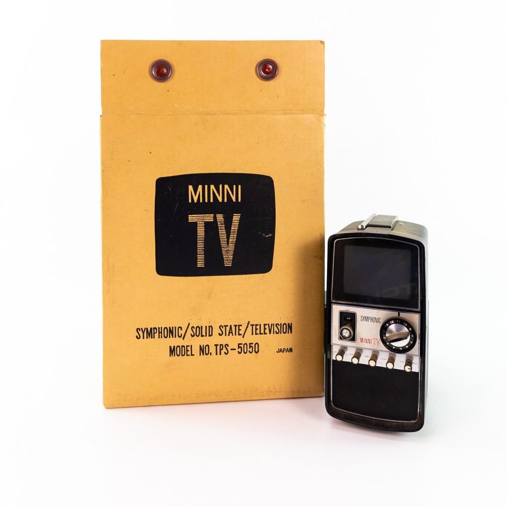 Symphonic TPS 5050 Portable "Minni" TV w/ Box: Very clean symphonic solid state TPS 5050 portable "minni" television with original packaging and box without instructions. Unit appears in good overall condition and dials spin without issue. Some mi