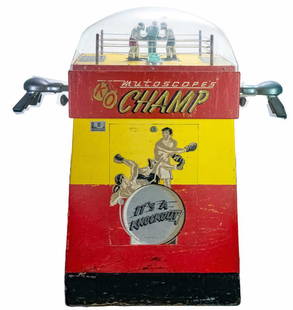 Mutoscope's K.O. Champ Arcade Machine: *NO SHIPPING! - PICKUP OR BUYER THIRD PARTY TRANSPORT ONLY* Original 10 cent arcade machine manufactured by the Mutoscope Corp. It's a boxing skill game circa 1955. Has three figural characters, two b