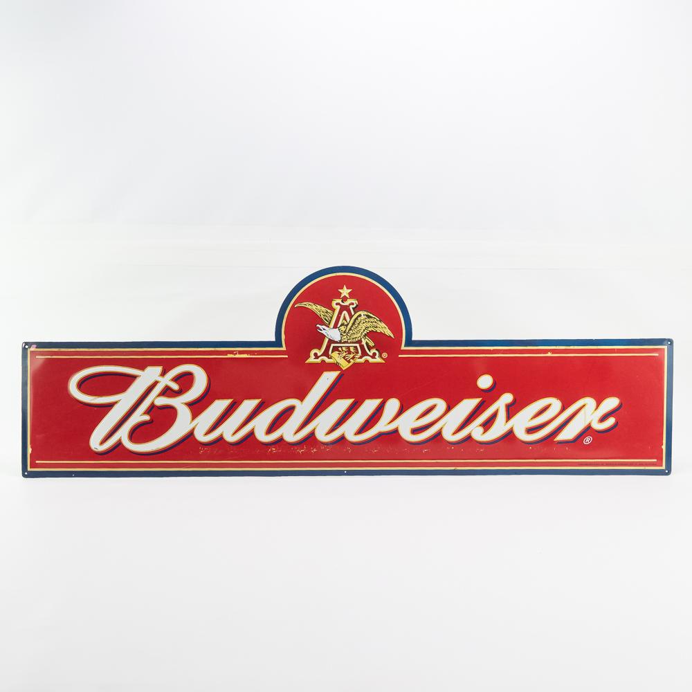 Contemporary "Budweiser" Painted Tin Sign (1 of 7)