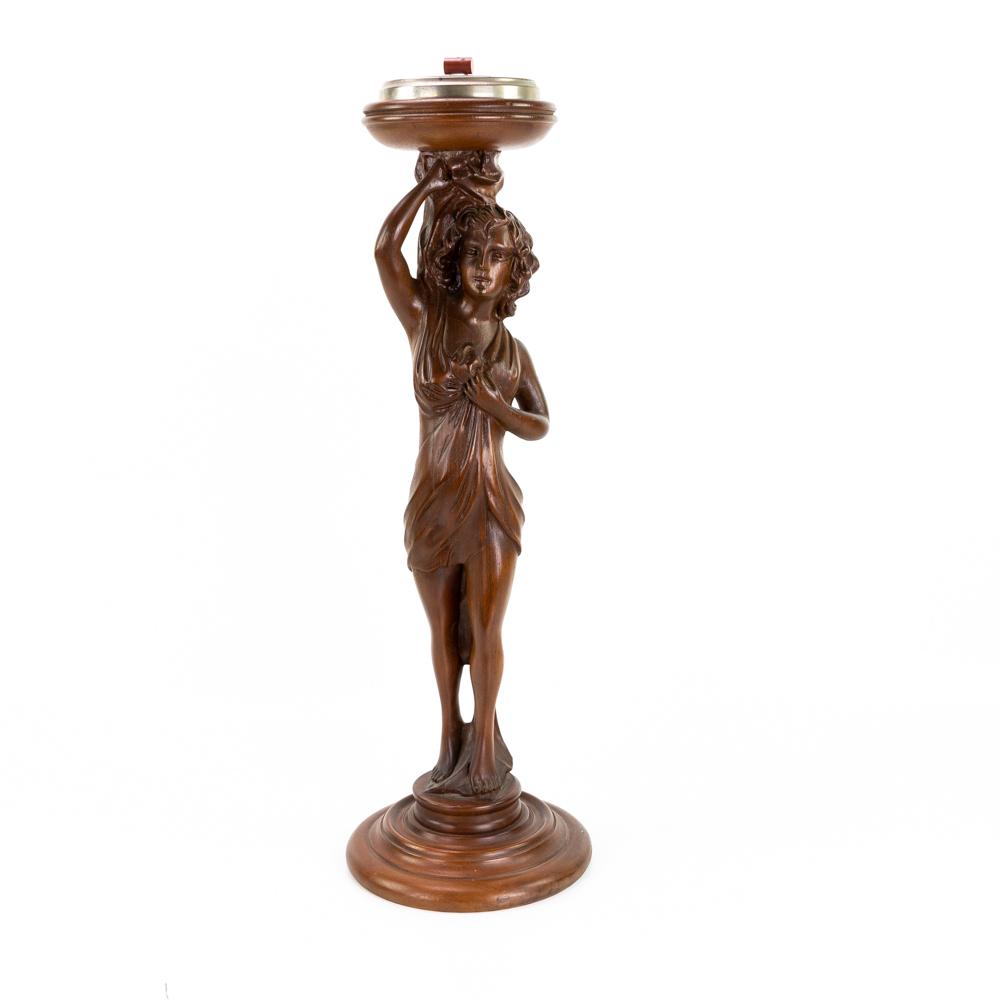 Vintage Hand Carved Wooden Standing Woman Ashtray (1 of 8)