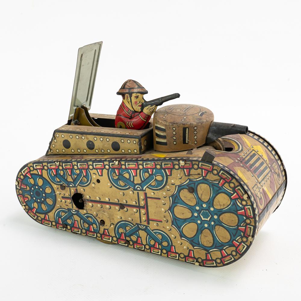 1950s Marx Toys Tin Litho Rolling Wind Up Toy Tank