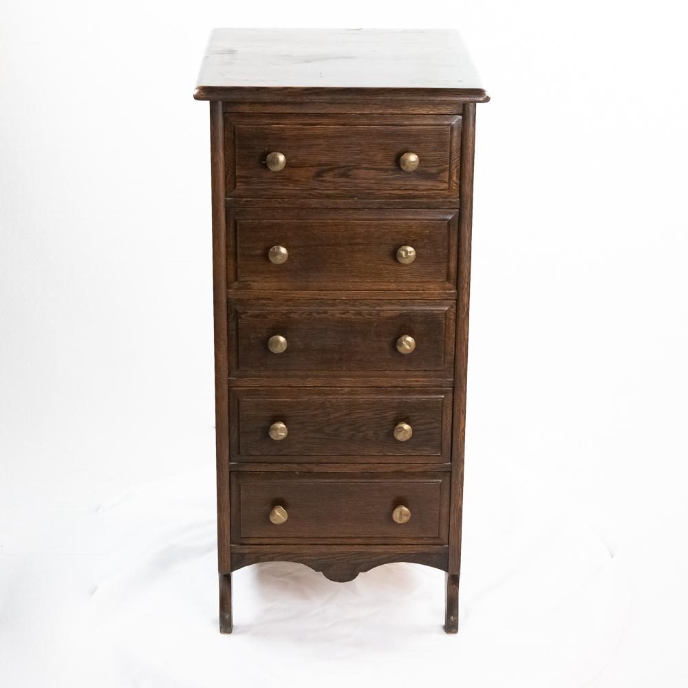 5 Drawer Oak Cylinder Record Cabinet (1 of 10)